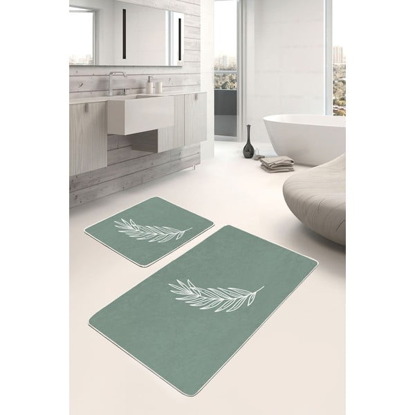 Grüne Badezimmerteppiche im 2er-Set, 60 x 100 cm Simple Leaf - Mila Home-image-1