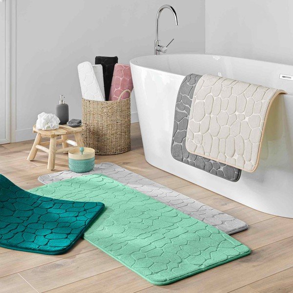 Beigefarbener Textil-Badezimmerteppich, 50 x 120 cm Ricochet - douceur d'intérieur-image-2
