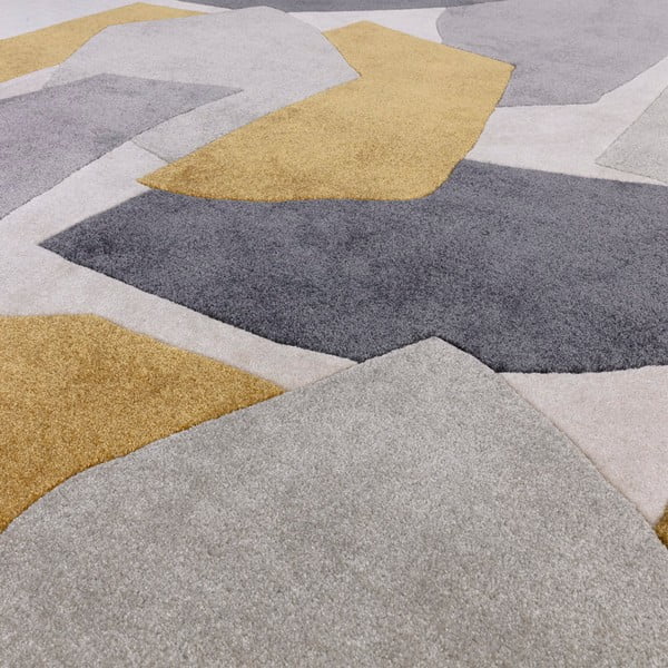 Handgewebter Teppich aus recycelten Fasern in Ockergelb und Grau, 200 × 290 cm Romy - Asiatic Carpets-image-1