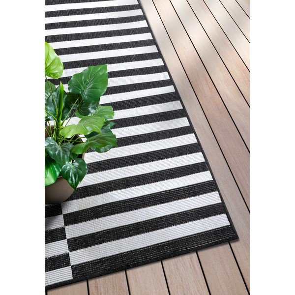 Schwarzweißer Teppich für Innen- und Außenbereiche 80x150 cm Viela – Hanse Home-image-2