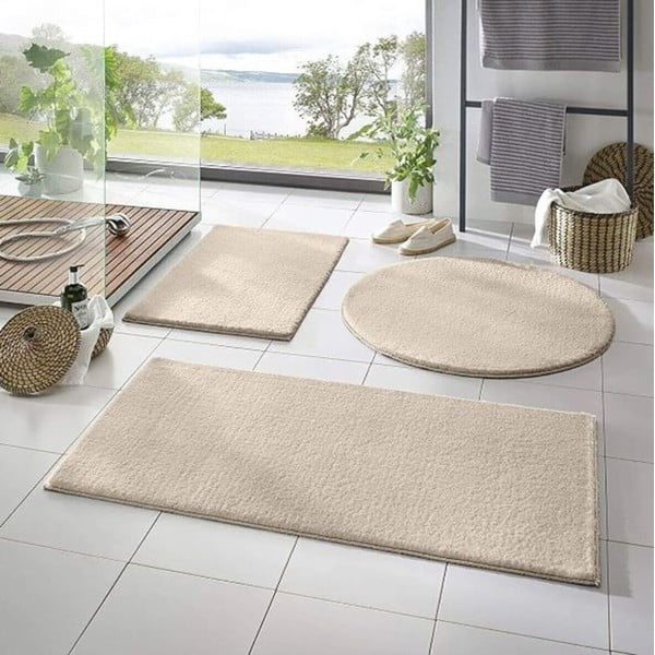 Grau-beigefarbene Badezimmerteppiche im 3er-Set, 50 x 90 cm - Mila Home-image-1