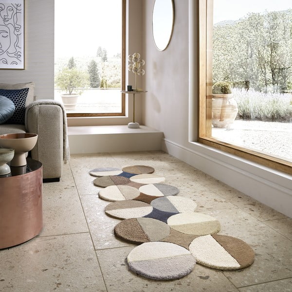 Grau-beiger, handgewebter Läufer aus Wolle, 80 x 230 cm Mia Ellipse - Flair Rugs-image-2