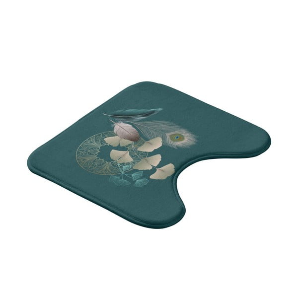 Türkisfarbene WC-Badezimmermatte, 45 x 45 cm Ginkoblue - douceur d'intérieur-image-2