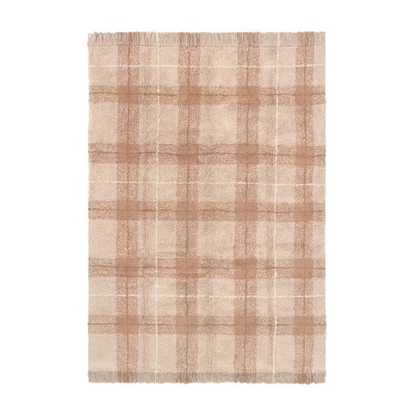 Hellrosa, waschbarer/handgewebter Baumwollteppich, 140 x 190 cm Tartan Rose - Lorena Canals