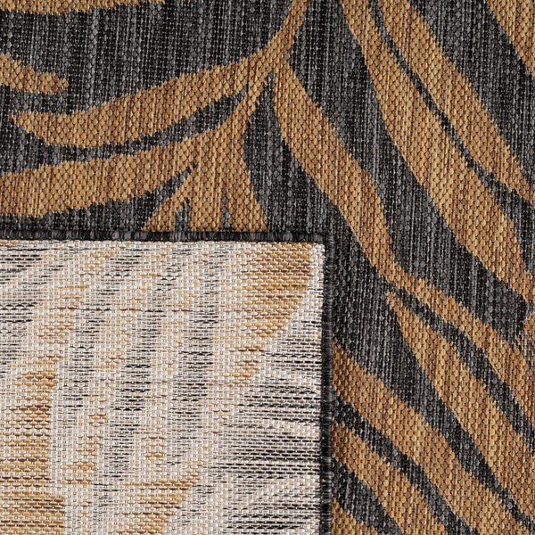Schwarzer/brauner runder Teppich für den Innen- und Außenbereich, Ø 120 cm Mira 1451 - Ayyildiz Carpets-image-4