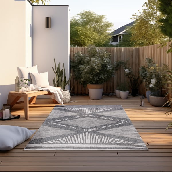 Cremefarbener, grauer Teppich für den Außenbereich, 80 × 150 cm Gemini - Elle Decoration-image-3