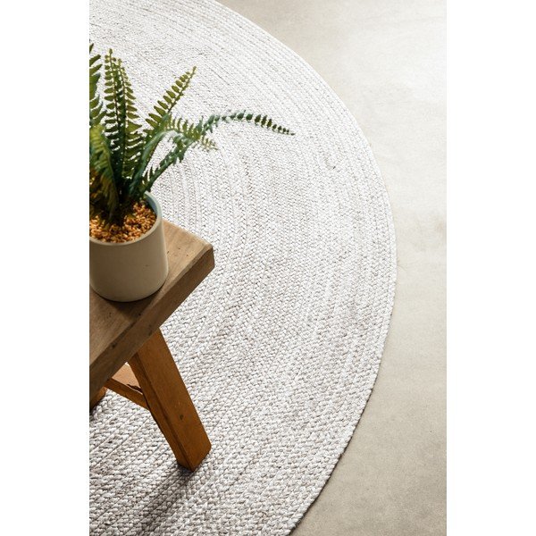 Weißer, beidseitig nutzbarer/handgewebter runder Jute-Teppich, Ø 140 cm Braided - Hanse Home-image-3