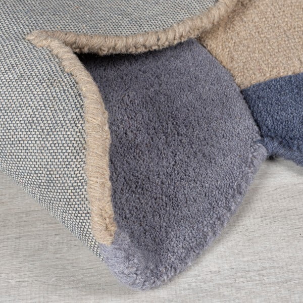 Beiger, handgewebter Läufer aus Wolle, 80 x 230 cm Mia Scallop Frame - Flair Rugs-image-3
