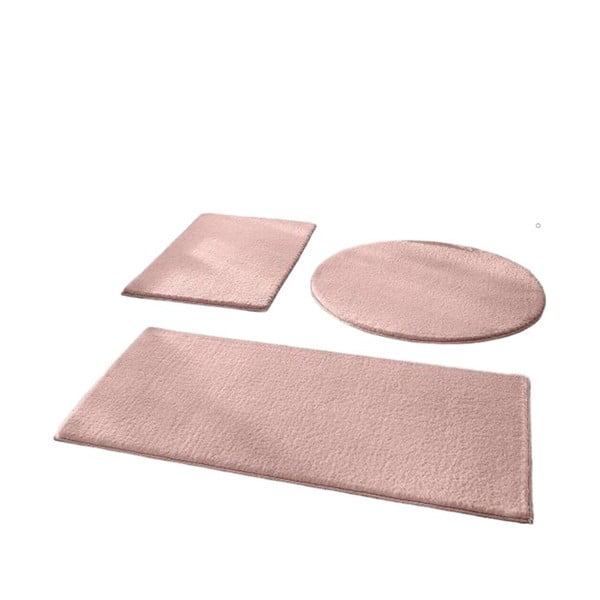 Rosa Badezimmervorleger im 3er-Set, 50 x 90 cm - Mila Home