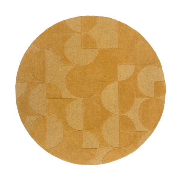 Gelber runder Wollteppich, Ø 160 cm Gigi - Flair Rugs