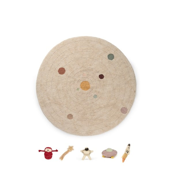 Beiger Spielteppich aus Baumwolle für Kinder, Ø 150 cm Solar System - Lorena Canals