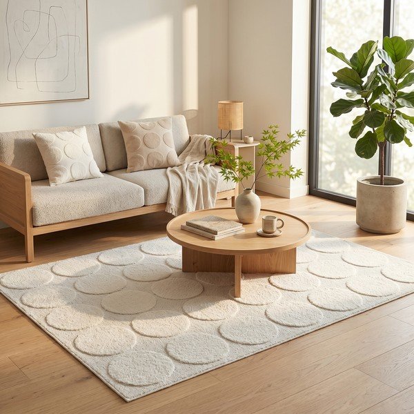Cremefarbener Teppich 120 × 170 cm Bubble - ESTE-image-4