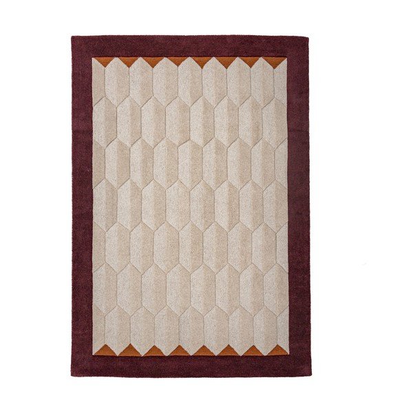 Weinrot/in Naturfarbe, handgewebter Wollteppich, 200 × 290 cm Apex Border Wool - Flair Rugs