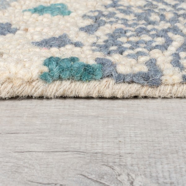 Blauer/beiger, handgewebter Wollteppich, 160 × 230 cm Eloise Patchwork - Flair Rugs-image-4