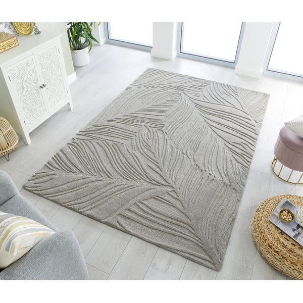 Hellgrauer Wollteppich, 200 × 290 cm Lino Leaf - Flair Rugs-image-1