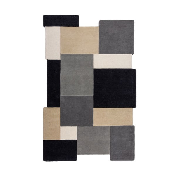 Schwarz-grauer, handgewebter Wollteppich, 150 × 240 cm Collage Monochrome - Flair Rugs