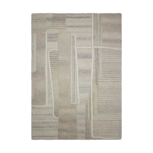 Grau-beiger, handgewebter Wollteppich, 140 x 200 cm Lira - Flair Rugs