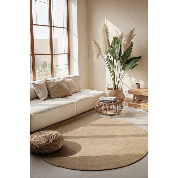 Rundteppich aus Jute, beidseitig elfenbeinfarben, Durchmesser 100 cm Braided - Hanse Home-image-1