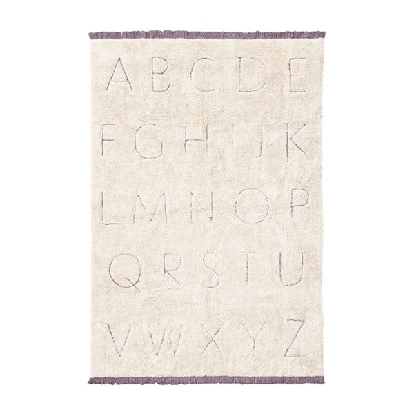 Cremefarbener, waschbarer, handgewebter Baumwollteppich für Kinder, 140 × 200 cm ABC - Lorena Canals