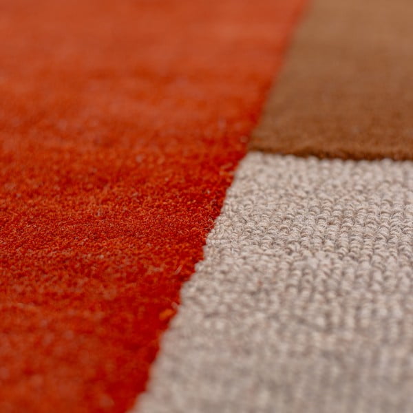 Handgewebter runder Wollteppich in Ziegelrot, Ø 150 cm Mia Segment - Flair Rugs-image-2
