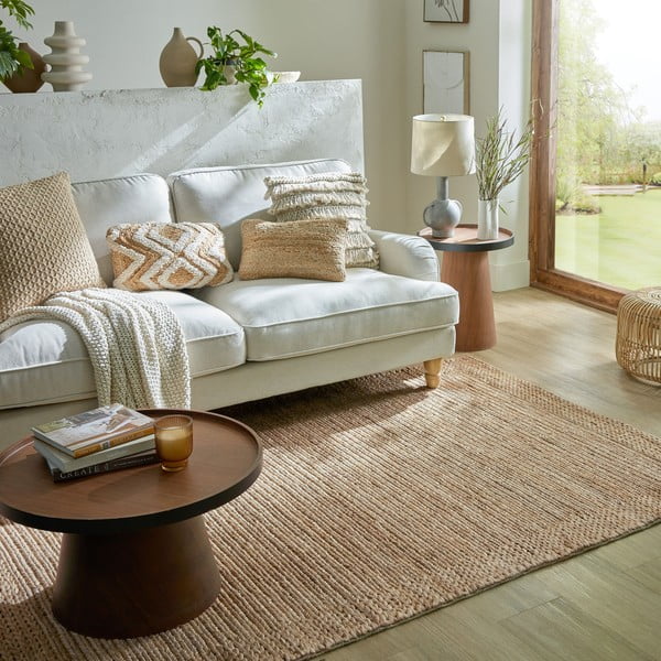 Handgewebter Teppich in Natur 120x170 cm Drew Border – Flair Rugs-image-1