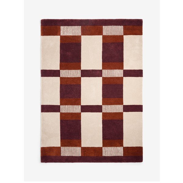 Weinroter/cremefarbener handgewebter Teppich 160x230 cm Franka – MADE