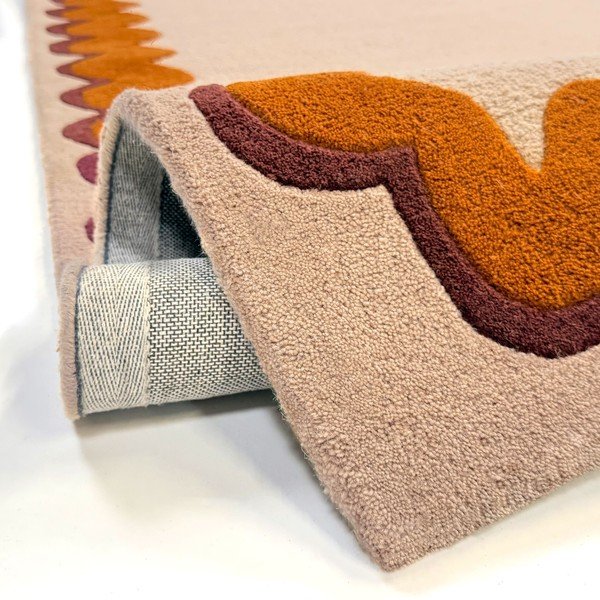 Orangefarbener/naturfarbener, handgewebter Wollteppich, 160 × 230 cm Wiggle Wool - Flair Rugs-image-2