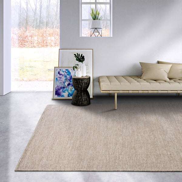 Beiger, handgewebter Teppich mit Wollanteil, 190 × 280 cm Pradesh Linen White - Elle Decoration-image-1
