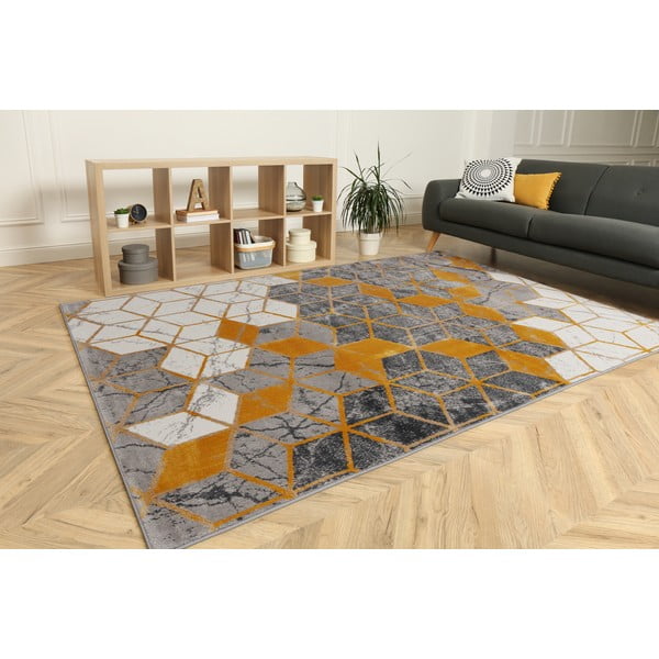Teppich in Ockergelb und Grau, 133 × 190 cm Soft - FD-image-1