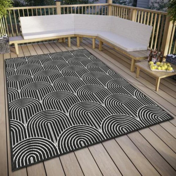 Schwarz-weißer Teppich für den Außenbereich, 160 × 230 cm Pangli Black - Hanse Home-image-1