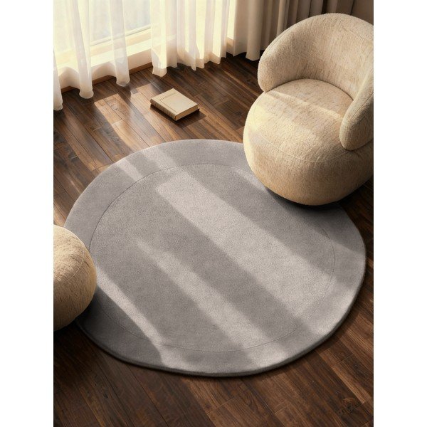 Grauer, handgewebter, runder Teppich mit Wollanteil, Durchmesser 160 cm Organic Kivi Grey - Villeroy&Boch-image-1