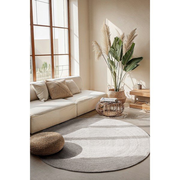 Weißer, beidseitig nutzbarer/handgewebter runder Jute-Teppich, Ø 140 cm Braided - Hanse Home-image-1