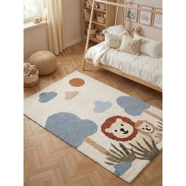 Cremefarbener, waschbarer/handgewebter Baumwollteppich für Kinder, 140 x 200 cm Snuggle Lionel - Hanse Home-image-1