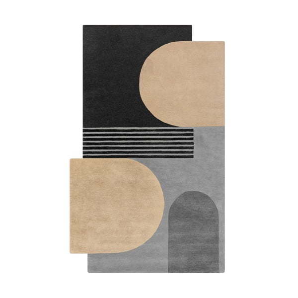 Schwarz-grauer, handgewebter Wollteppich, 150 x 240 cm Lozenge Monochrome - Flair Rugs