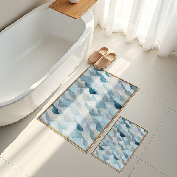 Blaue Badezimmerteppiche im 2er-Set, 60 x 100 cm - Foutastic-image-4
