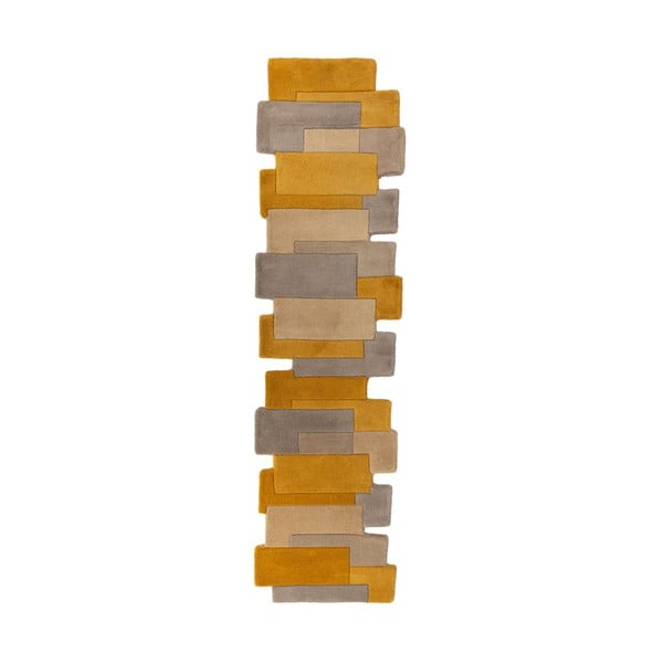 Gelb/beiger Wollteppich, 60 × 230 cm Collage - Flair Rugs