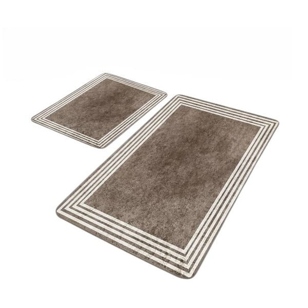 Taupefarbene, samtige Badezimmerteppiche im 2er-Set, 60 x 100 cm - Mila Home