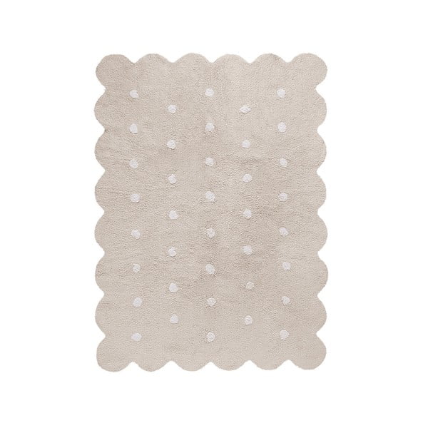 Beiger, waschbarer, handgewebter Baumwollteppich für Kinder, 120 x 160 cm Biscuit Beige - Lorena Canals