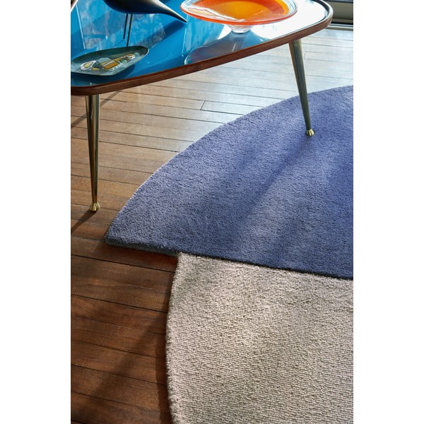 Blauer, handgewebter, runder Wollteppich, Durchmesser 200 cm Mia Segment - Flair Rugs-image-3