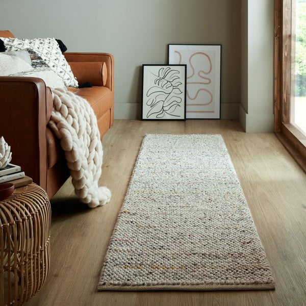 Cremefarbener, handgewebter Läufer mit Wollanteil, 60 x 230 cm Minerals - Flair Rugs-image-1