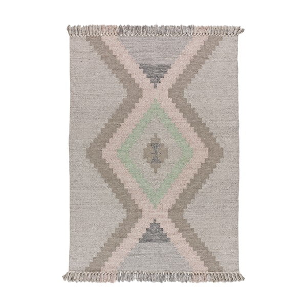 Beiger, waschbarer, handgewebter Teppich aus recycelter Baumwolle, 120 x 170 cm Chandia - Universal