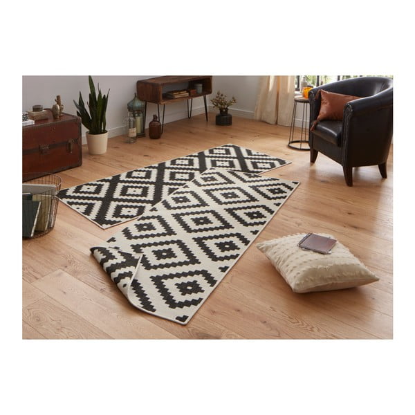 Schwarzer/elfenbeinfarbener Teppich für Innen- und Außenbereiche 80x250 cm Malta – Hanse Home-image-3