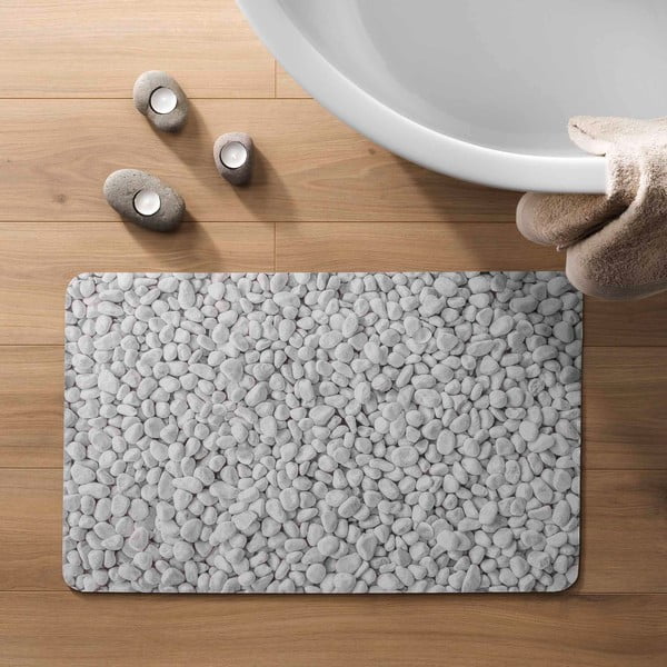 Weiß/graue Badezimmermatte aus Gummi, 50 x 80 cm Leandra - douceur d'intérieur-image-1