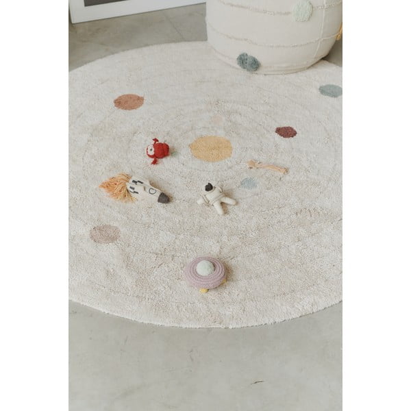 Beiger Spielteppich aus Baumwolle für Kinder, Ø 150 cm Solar System - Lorena Canals-image-3