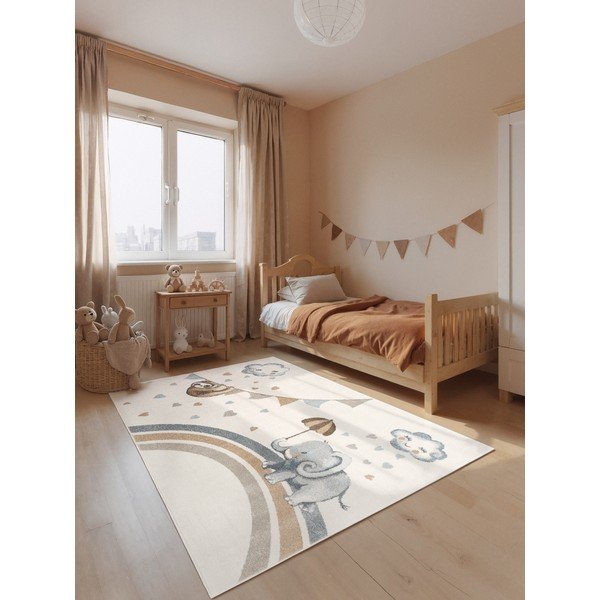 Cremefarbener Kinderteppich 160 x 230 cm Walk like an Elephant Rainy Party - Villeroy&Boch-image-1