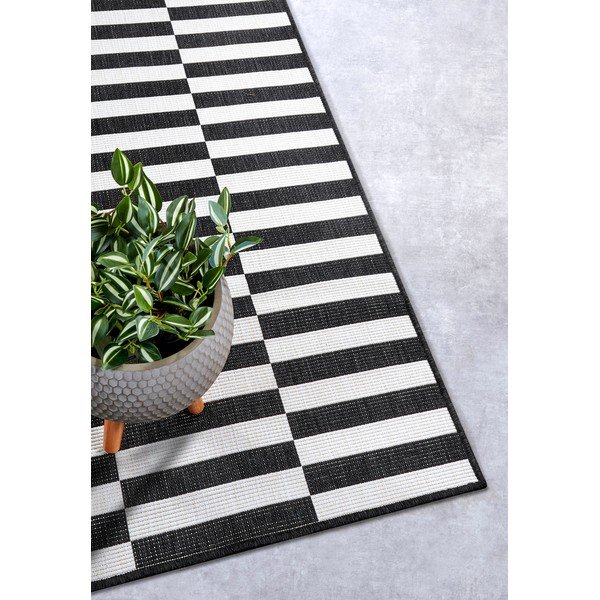 Schwarzweißer Teppich für Innen- und Außenbereiche 80x200 cm Viela – Hanse Home-image-2