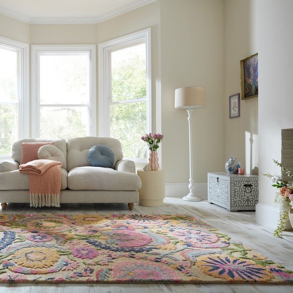 Handgewebter Wollteppich, 160 × 230 cm Amira Floral - Flair Rugs-image-1