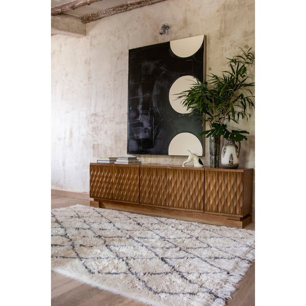 Cremefarbener, waschbarer, handgewebter Wollteppich, 140 x 200 cm Berber Soul - Lorena Canals-image-1