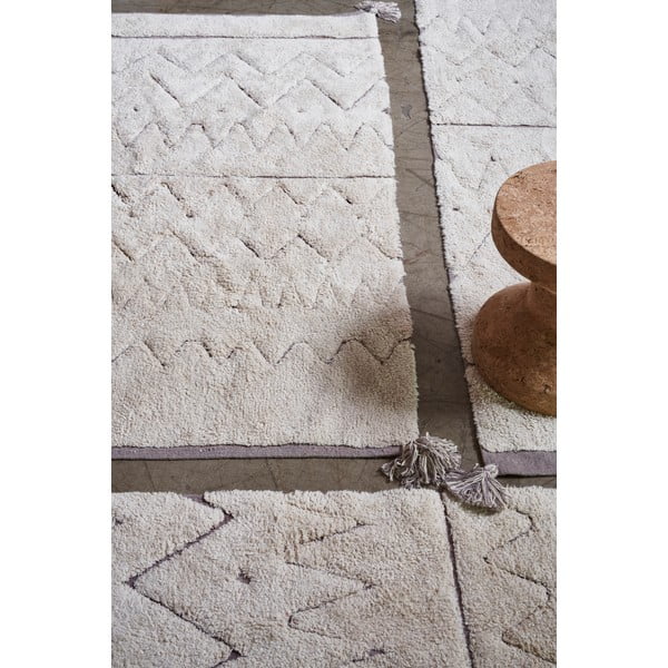 Cremefarbener, waschbarer, handgewebter Baumwollteppich, 90 x 130 cm Azteca - Lorena Canals-image-1
