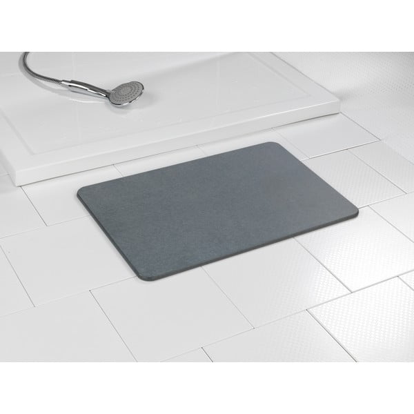 Grauer Badezimmerteppich aus Kieselgur 39 x 60 cm Simi - Wenko-image-1